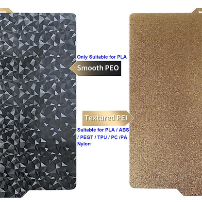 Suprafata de printare cu 2 fete, pentru imprimanta 3D, texturat si neted, 257,5x257,5 mm, Placa PEI si PEO, flexibila, compatibila cu Bambu Lab X1/P1P/P1S
