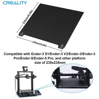 Suprafata de printare magnetica, pentru imprimanta 3D, 235 x 235 mm, placa flexibila PEI pentru Ender 3/3 V2/3 Pro/5/5 Pro Ender 3 S1 Pro/3 Neo/3 V2 Neo, Creality, Negru