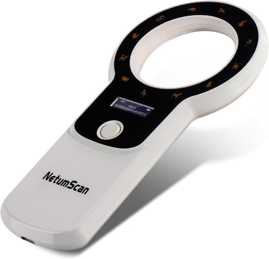 Cititor cipuri animale portabil, cu display OLED, reincarcabil, suporta tehnologie ISO 11784/11785 si ID64 RFID, stocare date, pentru caini, pisici si crotalii ureche