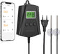 Priza smart cu termostat WiFi, pe 2 canale 250 W, control incalzire si racire, 2 covorase de incalzire, 2 sonde, cu display LCD, alarma de temperatura, plug and play, pentru sera, negru