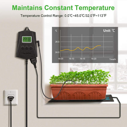 Priza smart cu termostat WiFi, pe 2 canale 250 W, control incalzire si racire, 2 covorase de incalzire, 2 sonde, cu display LCD, alarma de temperatura, plug and play, pentru sera, negru