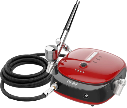 Kit Mini Compresor Aerograf, Reincarcabil 1000 mAh, Airbrush cu duza de 0.3 mm, presiune reglabila pe 3 nivele, pentru Manichiura, Pictura corp, Tatuaj semipermanent, Ornare torturi