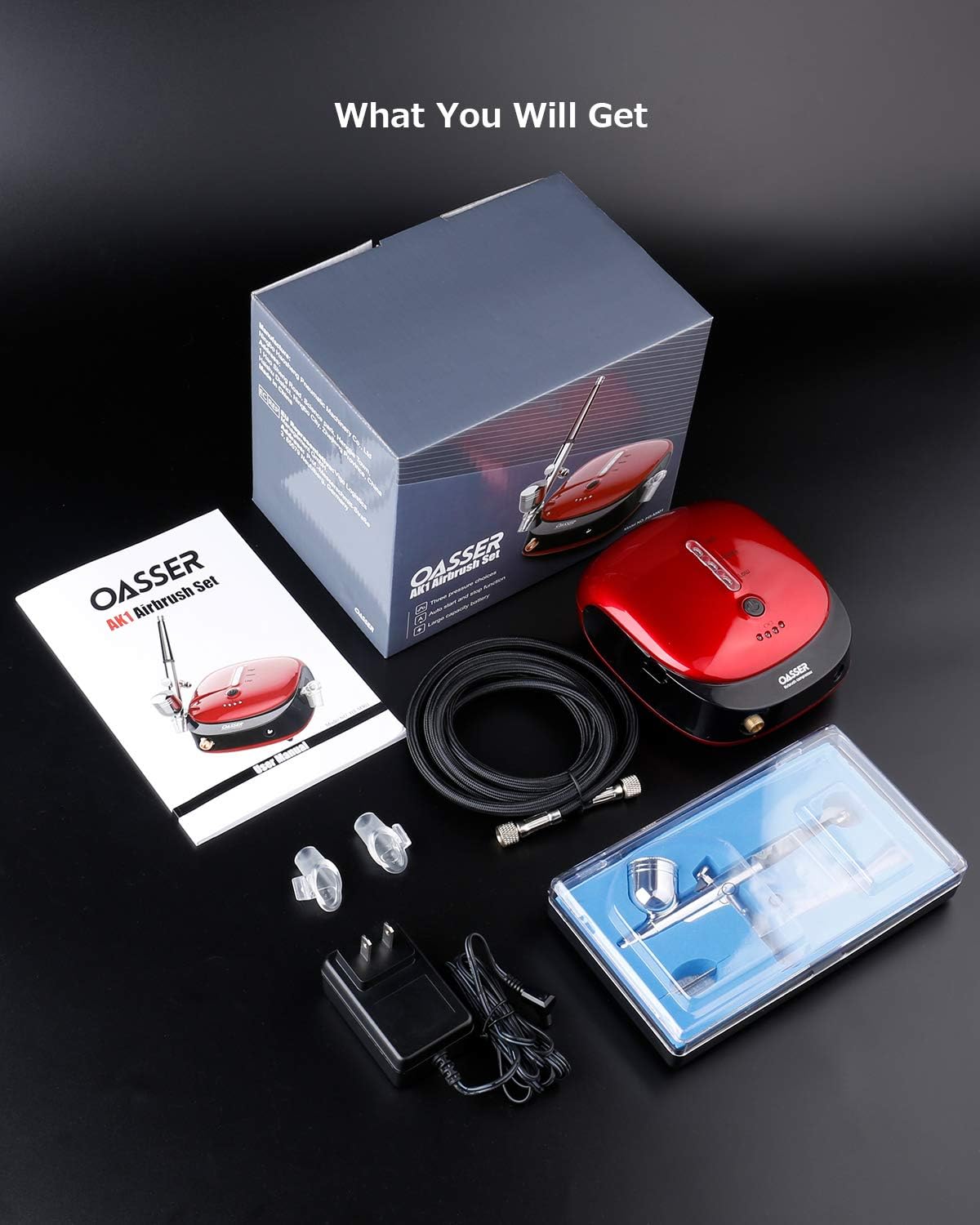 Kit Mini Compresor Aerograf, Reincarcabil 1000 mAh, Airbrush cu duza de 0.3 mm, presiune reglabila pe 3 nivele, pentru Manichiura, Pictura corp, Tatuaj semipermanent, Ornare torturi