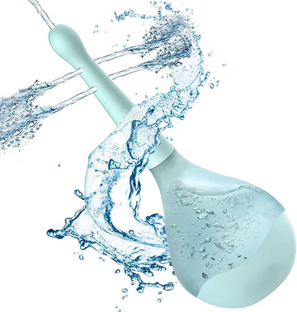 Irigator intim pentru clatire intestinala si vaginala, design anti-retur, 150 ml, cap cu 5 duze, ergonomic, reutilizabil, pentru igiena intima, portabil si usor de folosit, albastru