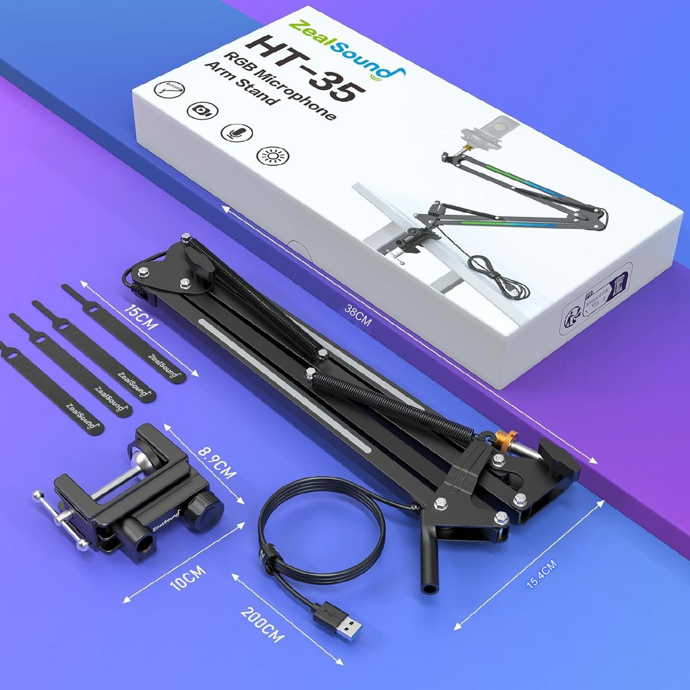 Set Brat RGB cu menghina cu suport pentru microfon si Filtru ,stand , Profesional , Adjustabil