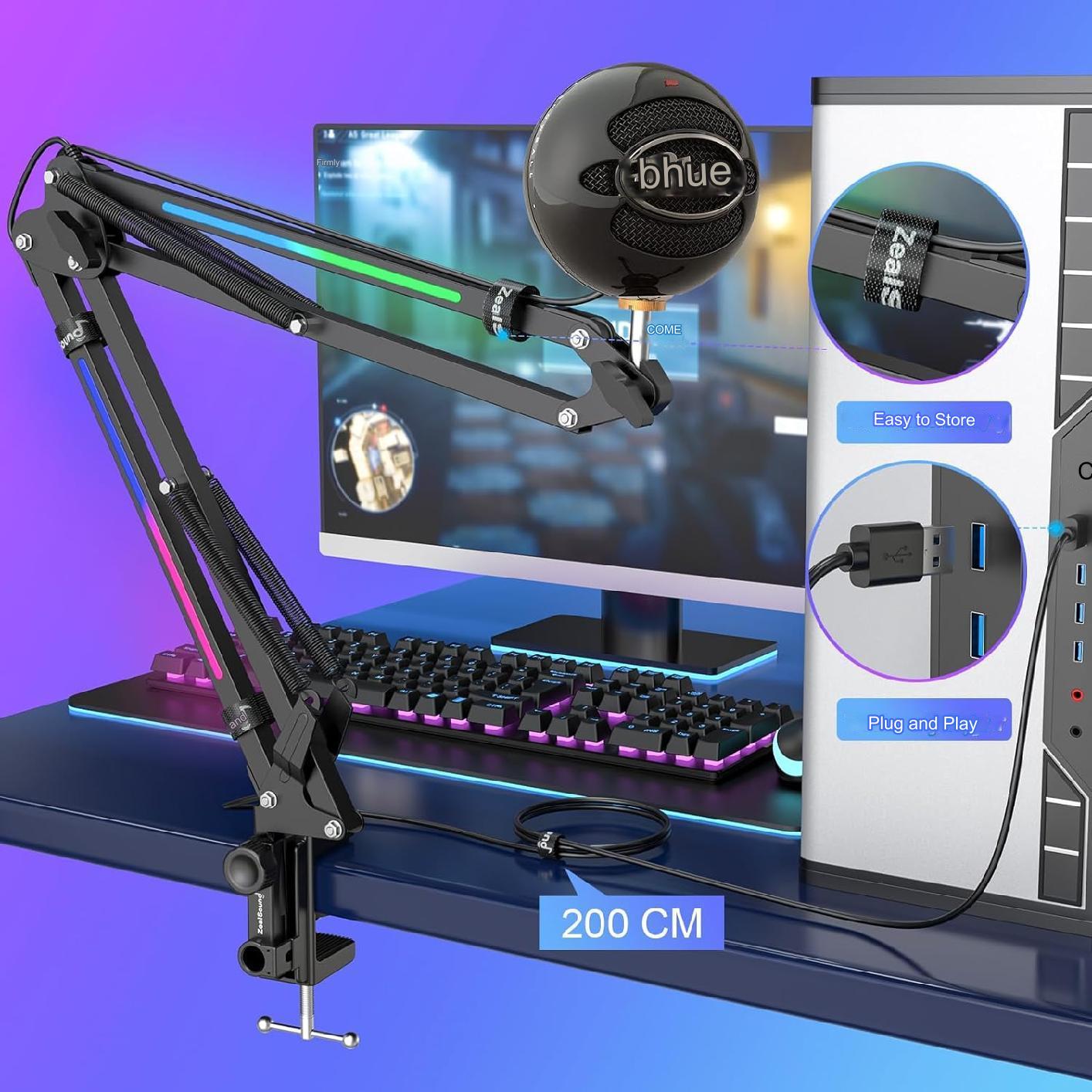 Set Brat RGB cu menghina cu suport pentru microfon si Filtru ,stand , Profesional , Adjustabil