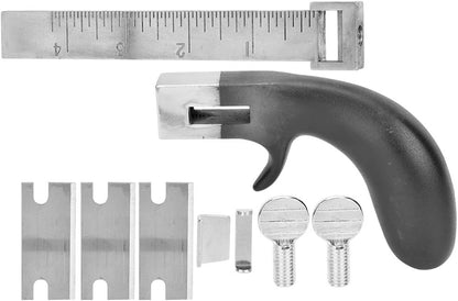 Instrument reglabil de taiat manual, pentru confectionarea curelelor din piele cu 3 lame de schimb si maner din aluminiuv