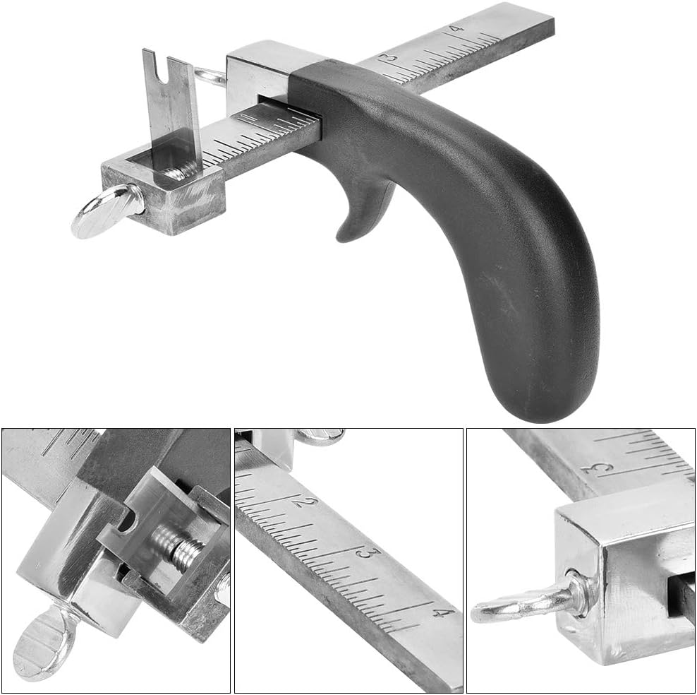 Instrument reglabil de taiat manual, pentru confectionarea curelelor din piele cu 3 lame de schimb si maner din aluminiuv