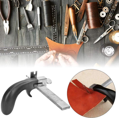 Instrument reglabil de taiat manual, pentru confectionarea curelelor din piele cu 3 lame de schimb si maner din aluminiuv