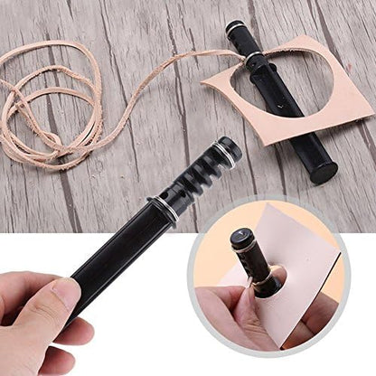 Instrument manual de taiere, snur din piele, cu 3 lame, de 4 mm, 5 mm, 6 mm, negru