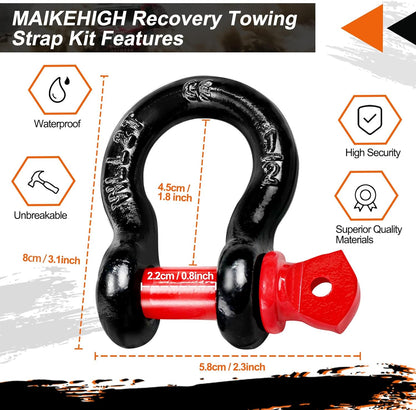 Chinga de remorcare auto, 10 tone, 5 m lungime si 5 cm latime, cu manusi de protectie si carlige ramforsate