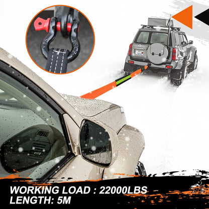 Chinga de remorcare auto, 10 tone, 5 m lungime si 5 cm latime, cu manusi de protectie si carlige ramforsate