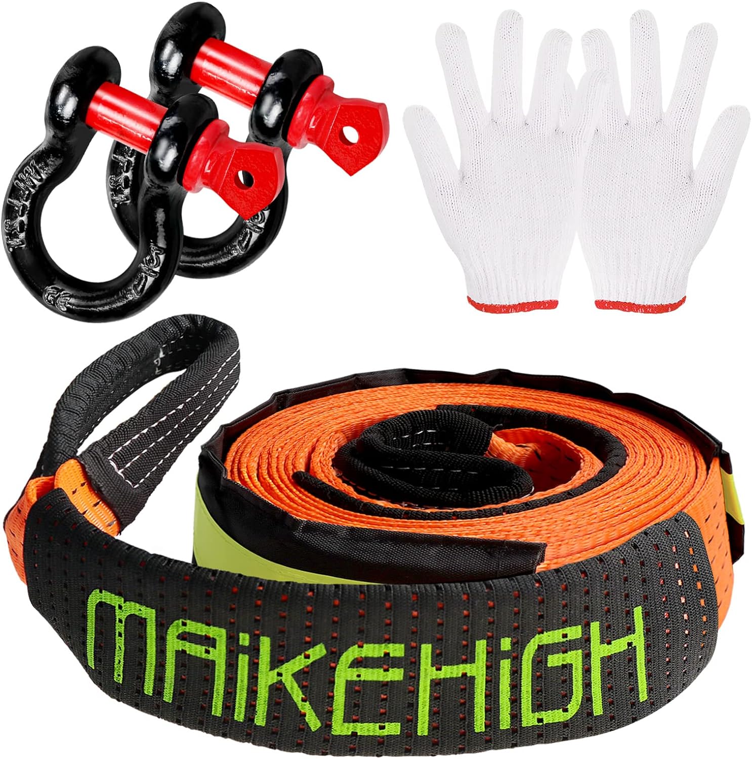 Chinga de remorcare auto, 10 tone, 5 m lungime si 5 cm latime, cu manusi de protectie si carlige ramforsate