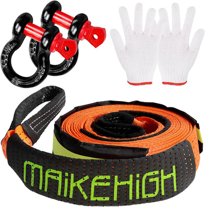 Chinga de remorcare auto, 10 tone, 5 m lungime si 5 cm latime, cu manusi de protectie si carlige ramforsate