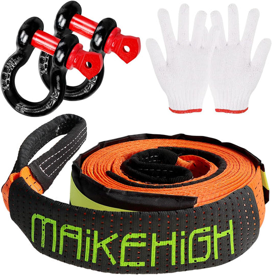 Chinga de remorcare auto, 10 tone, 5 m lungime si 5 cm latime, cu manusi de protectie si carlige ramforsate