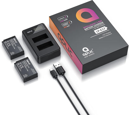 Set 2 acumulatori LP-E17 1100 mAh cu incarcator dublu cu display LCD, pentru Canon EOS RP, M3, M5, M6, M6, EOS 77D, 200D, 250D, 750D, 760D, 800D, 80000D, Rebel T6i, T6s, T7i, SL2, Kiss X8i, X9