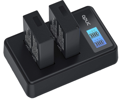 Set 2 acumulatori LP-E17 1100 mAh cu incarcator dublu cu display LCD, pentru Canon EOS RP, M3, M5, M6, M6, EOS 77D, 200D, 250D, 750D, 760D, 800D, 80000D, Rebel T6i, T6s, T7i, SL2, Kiss X8i, X9