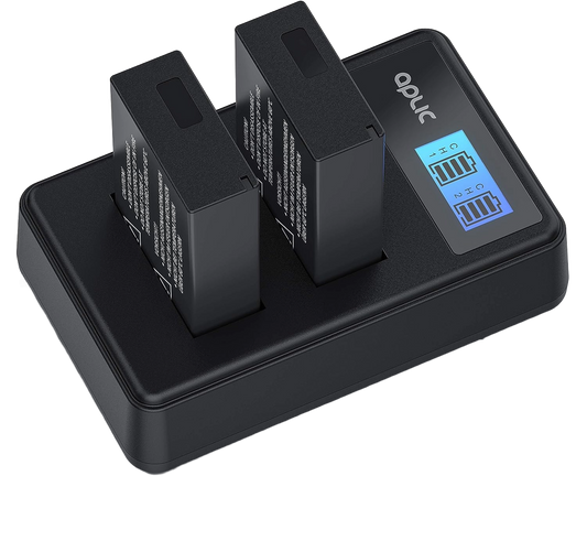 Set 2 acumulatori LP-E17 1100 mAh cu incarcator dublu cu display LCD, pentru Canon EOS RP, M3, M5, M6, M6, EOS 77D, 200D, 250D, 750D, 760D, 800D, 80000D, Rebel T6i, T6s, T7i, SL2, Kiss X8i, X9