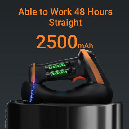 Cititor coduri de bare wireless Tera, cu ecran LCD, fara fir 2,4 GHz sau cu fir USB, Bluetooth, portabil, 100 m raza de actiune, 1D 2D QR si statie de incarcare, negru