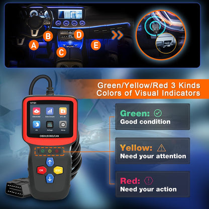 Tester auto universal Full OBD2, diagnoza, cautare DTC, citire si stergere coduri de eroare, multimarca, negru