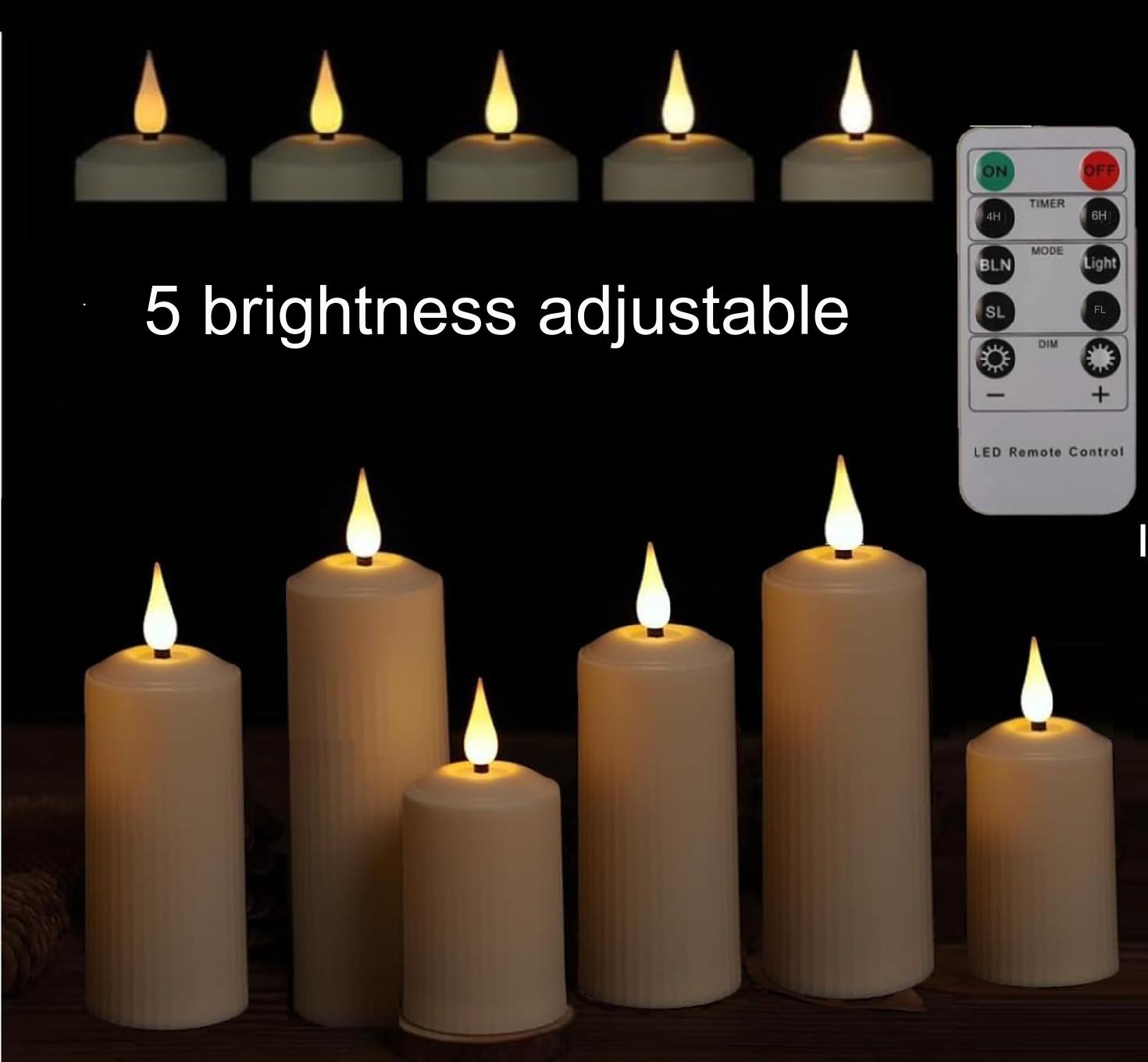 Set 6 lumanari LED reincarcabile, cu telecomanda, efect de flacara, temporizator, intensitate reglabila pe 5 niveluri, pentru Halloween, Craciun, nunta, petrecere