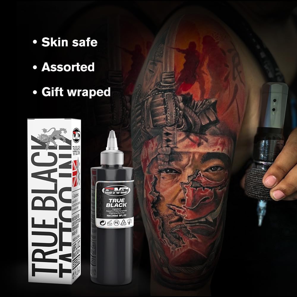Pigment tatuaj permanent 240 ml, tus pentru tatuaje profesionale, microblading, negru