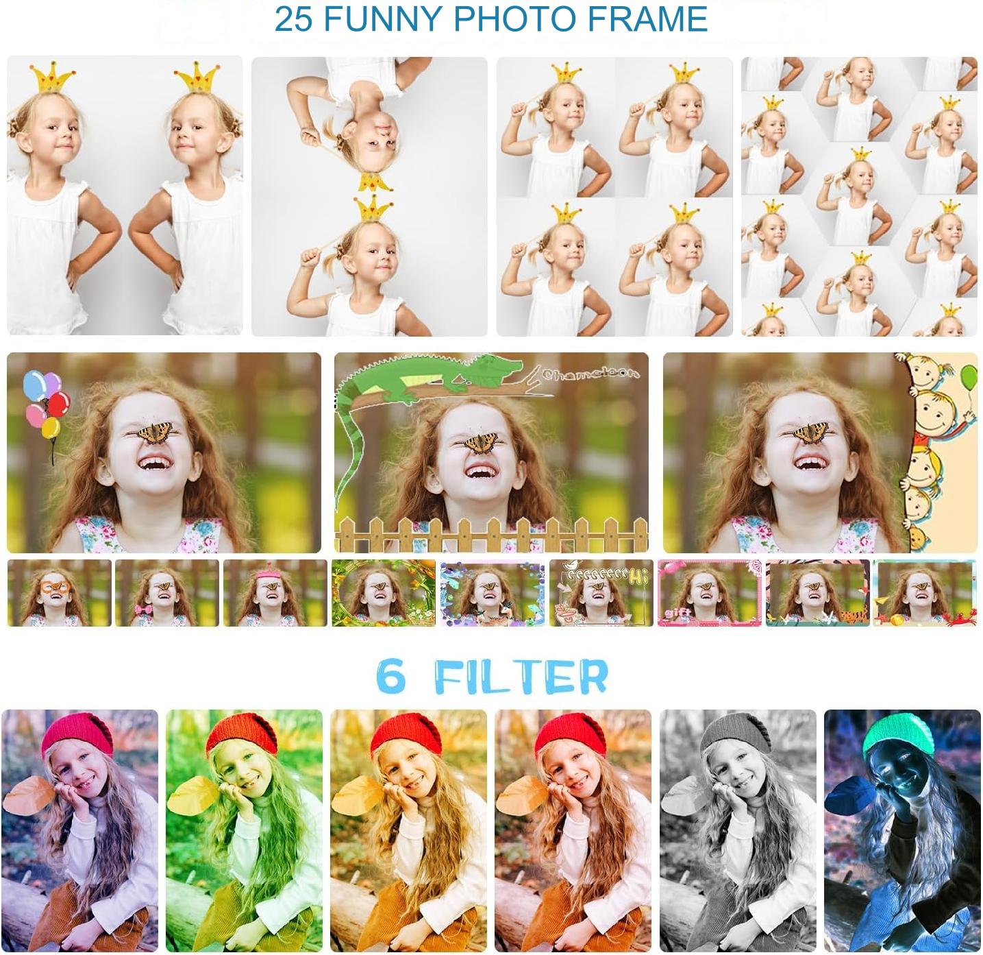 Aparat foto pentru copii, 40 MP, 1080P HD, ecran 2.4 inch, zoom 4x, camera rotativa 180° pentru selfie, jocuri incorporate, card 32 GB