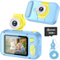 Aparat foto pentru copii, 40 MP, 1080P HD, ecran 2.4 inch, zoom 4x, camera rotativa 180° pentru selfie, jocuri incorporate, card 32 GB