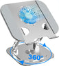 Stand pentru laptop si tableta, ventilatie prin cooler, pliabil si portabil, reglabil cu unghi de rotire de 360°, inaltime ajustabila, aluminiu, greutate suportata 10 kg, racire rapida si eficienta, Hsility