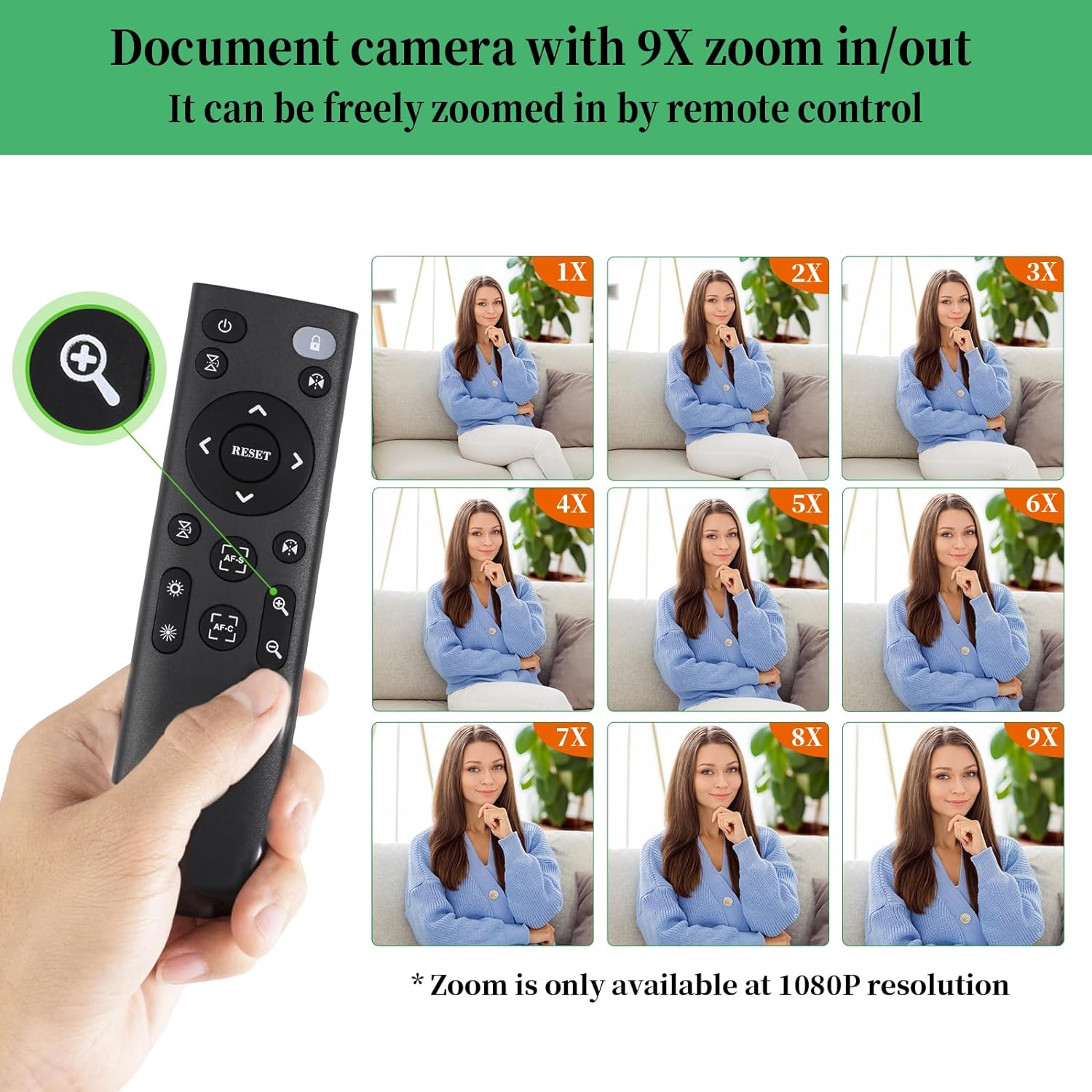 Camera scanner documente A3, 12 MP, 30 FPS, rezolutie 4K 3840 x 3120, zoom 9X, control prin telecomanda, inregistrare video, transmisii live, microfon dublu, apel vocal bidirectional, oglindire, lumini LED, compatibila cu Mac OSX, Windows, Chromebook