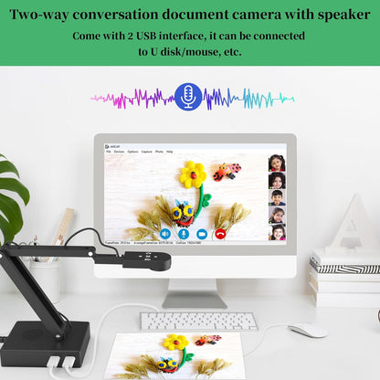 Camera scanner documente A3, 12 MP, 30 FPS, rezolutie 4K 3840 x 3120, zoom 9X, control prin telecomanda, inregistrare video, transmisii live, microfon dublu, apel vocal bidirectional, oglindire, lumini LED, compatibila cu Mac OSX, Windows, Chromebook