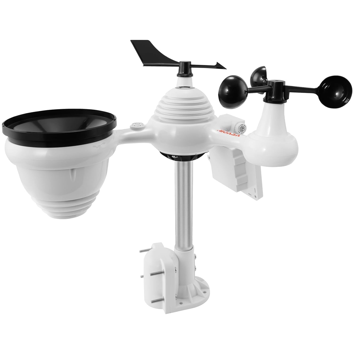 Statie Meteo profesionala WiFi 7 in 1, cu panou solar, afisaj LCD 7,5 inch, raza de transmisie de 150 m, prognoza meteo 12 h, alarma, viteza si directia vantului, umiditate, barometru, raze UV, anemometru, temperatura, fazele lunii, data, VEVOR