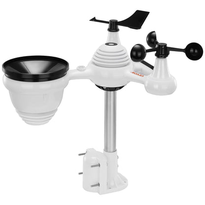 Statie Meteo profesionala 7 in 1, Wireless, cu panou solar, afisaj LCD 7,5 inch, raza de transmisie de 150 m, prognoza meteo 12 h, alarma, viteza si directia vantului, umiditate, barometru, raze UV, anemometru, temperatura, fazele lunii, data, VEVOR