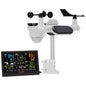 Statie Meteo profesionala 7 in 1, Wireless, cu panou solar, afisaj LCD 7,5 inch, raza de transmisie de 150 m, prognoza meteo 12 h, alarma, viteza si directia vantului, umiditate, barometru, raze UV, anemometru, temperatura, fazele lunii, data, VEVOR
