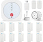 Sistem de alarma WiFi smart, pentru usi si ferestre, cu 10 senzori, magnetici, senzor de miscare, 2 telecomenzi, plug and play, control prin aplicatie, compatibil Alexa si Google Home, sirena 120 dB, pentru casa, garaj, birou