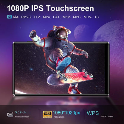 MP4 Player de 80GB cu WiFi, Bluetooth, Touchscreen de 5.0 inch, sistem de operare Android 9.0, procesor MTK 8 nuclee, accepta descarcarea APK, Browser, E-Book, Recorder, Egalizator, Mechen, negru