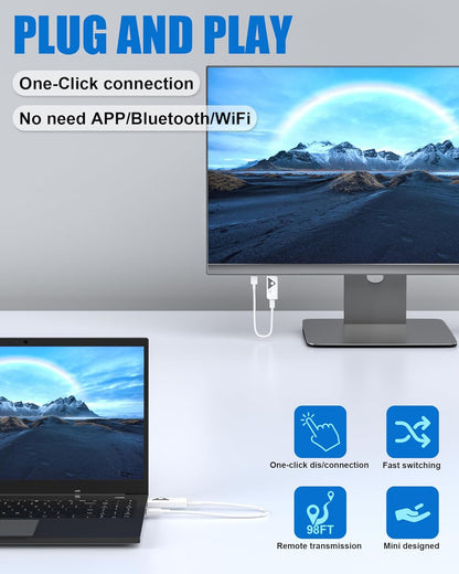 Kit Extender HDMI Wireless, Full HD 1080p 60Hz, dual band 2.4 si 5GHz, adaptor HDMI Plug and Play, pana la 30m, latenta scazuta, design slim, alb