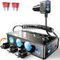 Adaptor bricheta auto 191W Pro, 12V/24V, cu 2 porturi QC & 3.0 18W, 2 PD & 3.0 Pro 30W, 3 prize soclu 80W, 2 porturi USB 15W, monitorizare LED a tensiunii, intrerupatoare, incarcator priza auto pentru smartphone, tableta, dashcam