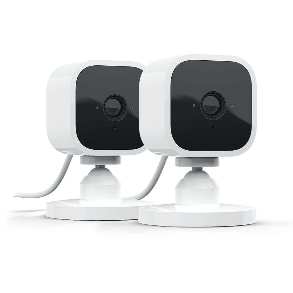Set 2 camere de supraveghere, WiFi, mini HD 1080P, senzor de miscare, compatibile cu Alexa, comunicare bidirectionala, nightvision, Blink Mini