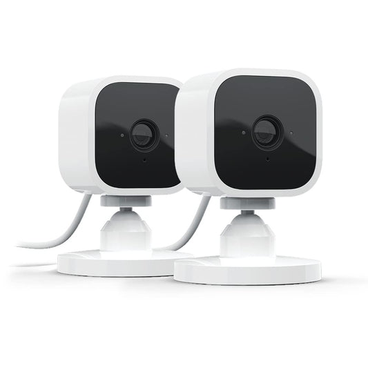 Set 2 camere de supraveghere, WiFi, mini HD 1080P, senzor de miscare, compatibile cu Alexa, comunicare bidirectionala, nightvision, Blink Mini