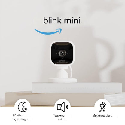 Set 2 camere de supraveghere, WiFi, mini HD 1080P, senzor de miscare, compatibile cu Alexa, comunicare bidirectionala, nightvision, Blink Mini