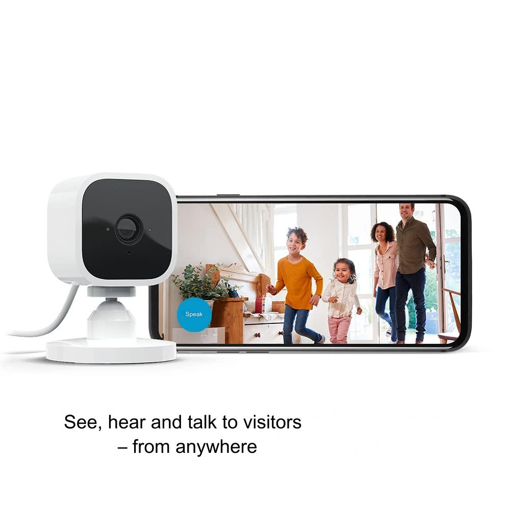 Set 2 camere de supraveghere, WiFi, mini HD 1080P, senzor de miscare, compatibile cu Alexa, comunicare bidirectionala, nightvision, Blink Mini