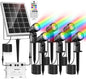 Set 6 lampi gradina cu panou solar, proiector cu LED RGB si telecomanda, acumulator 6000 mAh, impermeabila IP66, 12 moduri iluminare in 10 culori diferite, cu tarus si cablu de 20 metri lungime