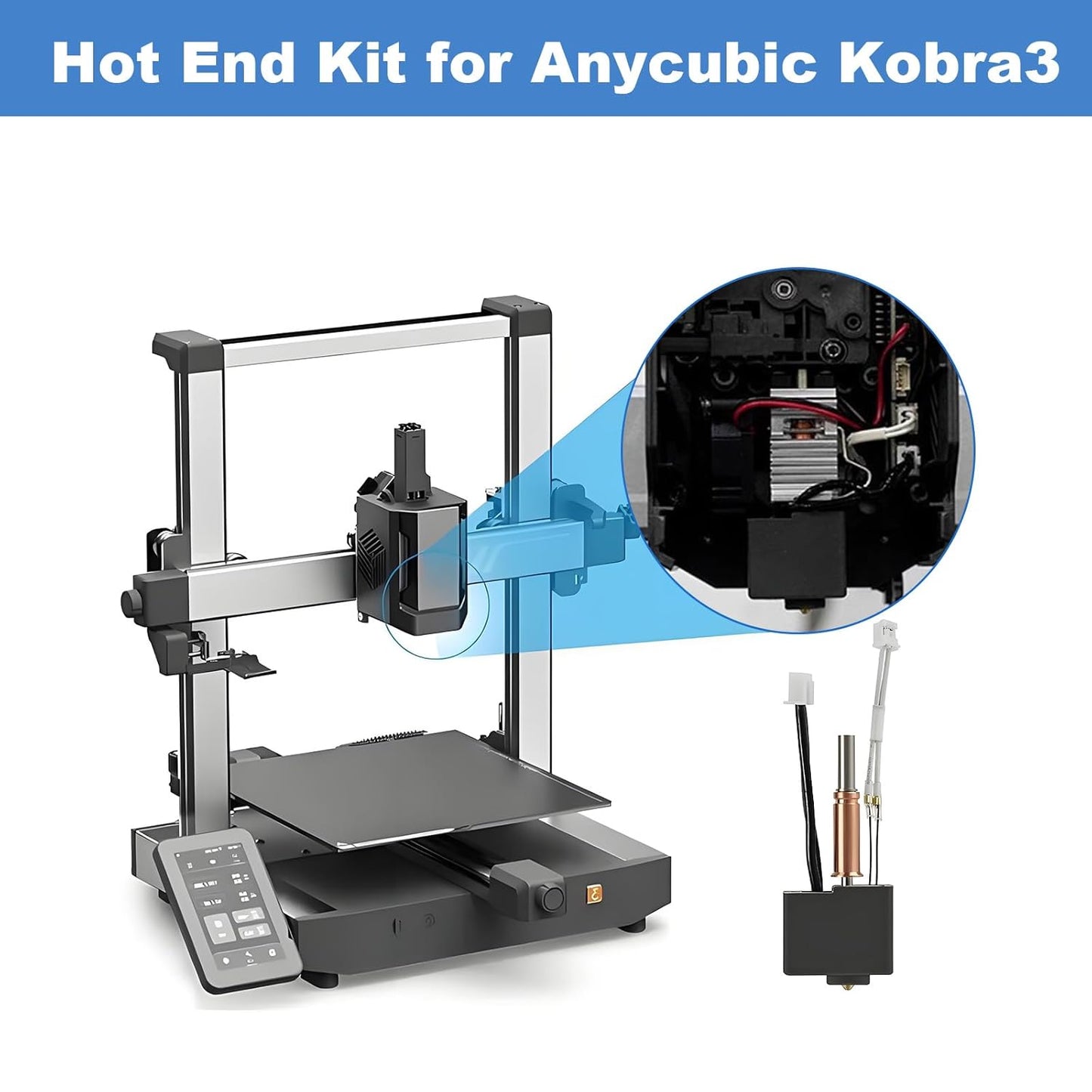 Set 2 capete de printare pentru imprimanta 3D Anycubic Cobra 3, hotend cu bloc incalzire, husa din silicon, doar pentru Anycubic Kobra 3 si accesorii Extruder ID produs: 3851