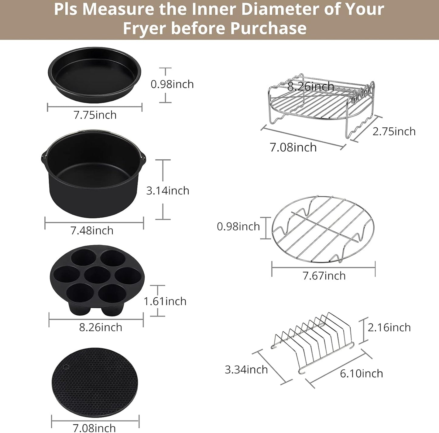 Accesorii pentru Friteuza cu aer cald, set 16 piese, compatibile cu modelele Airfryer de 4.2L-5.8L, Phillips, Gowise, forme de prajituri, tava pentru pizza, tava de coacere, gratare, hartie de copt, spatula, clesti si protectie din silicon