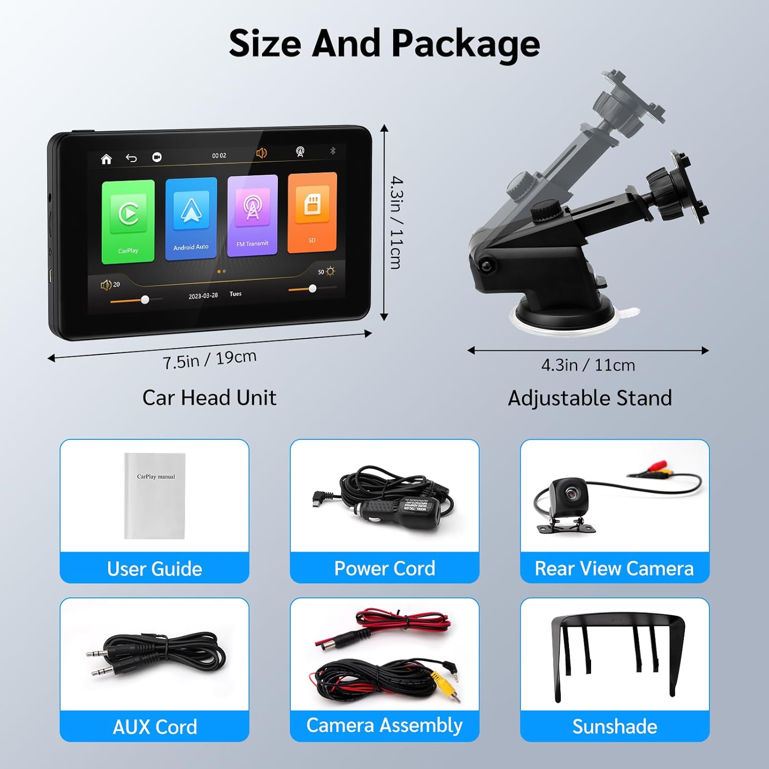 Navigatie Auto Multimedia, GPS, Wireless, Apple CarPlay, Android Auto, Bluetooth 5.0, MirrorLink, Rezolutie HD 1024 x 600, cu Camera Marsarier, Ecran LCD, Touchscreen, 7 inchi, Compatibila cu Google Assistant si Siri, Parasolar, Universala