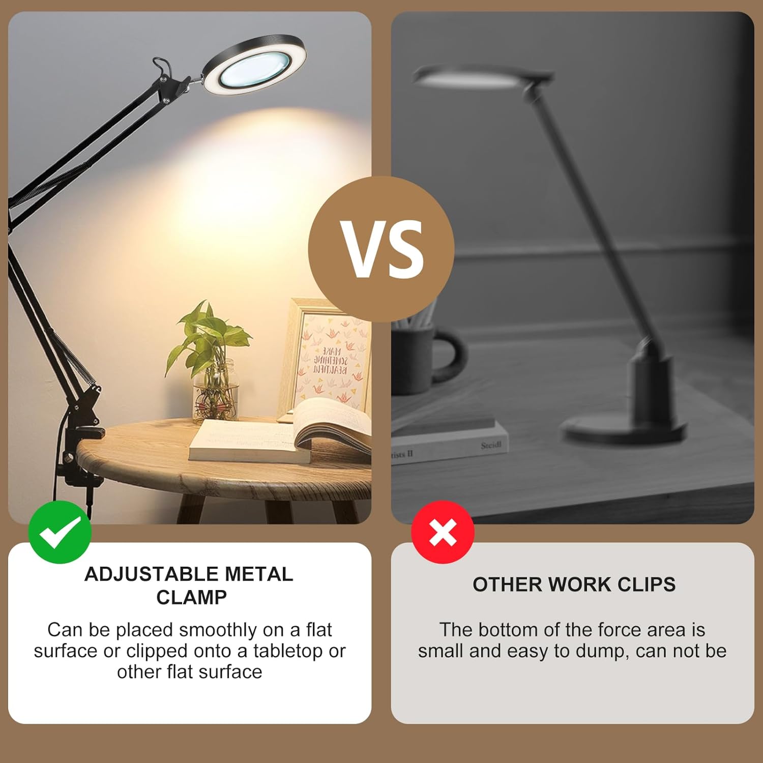 Lampa cosmetica cu brat si lupa, marire 10X, 3 moduri si 10 intensitati iluminare, dimabila, reglabila, rotativa la 360°, 2 in 1 cu baza si clema, pentru machiaj, tatuaje, bijuterii, electronica
