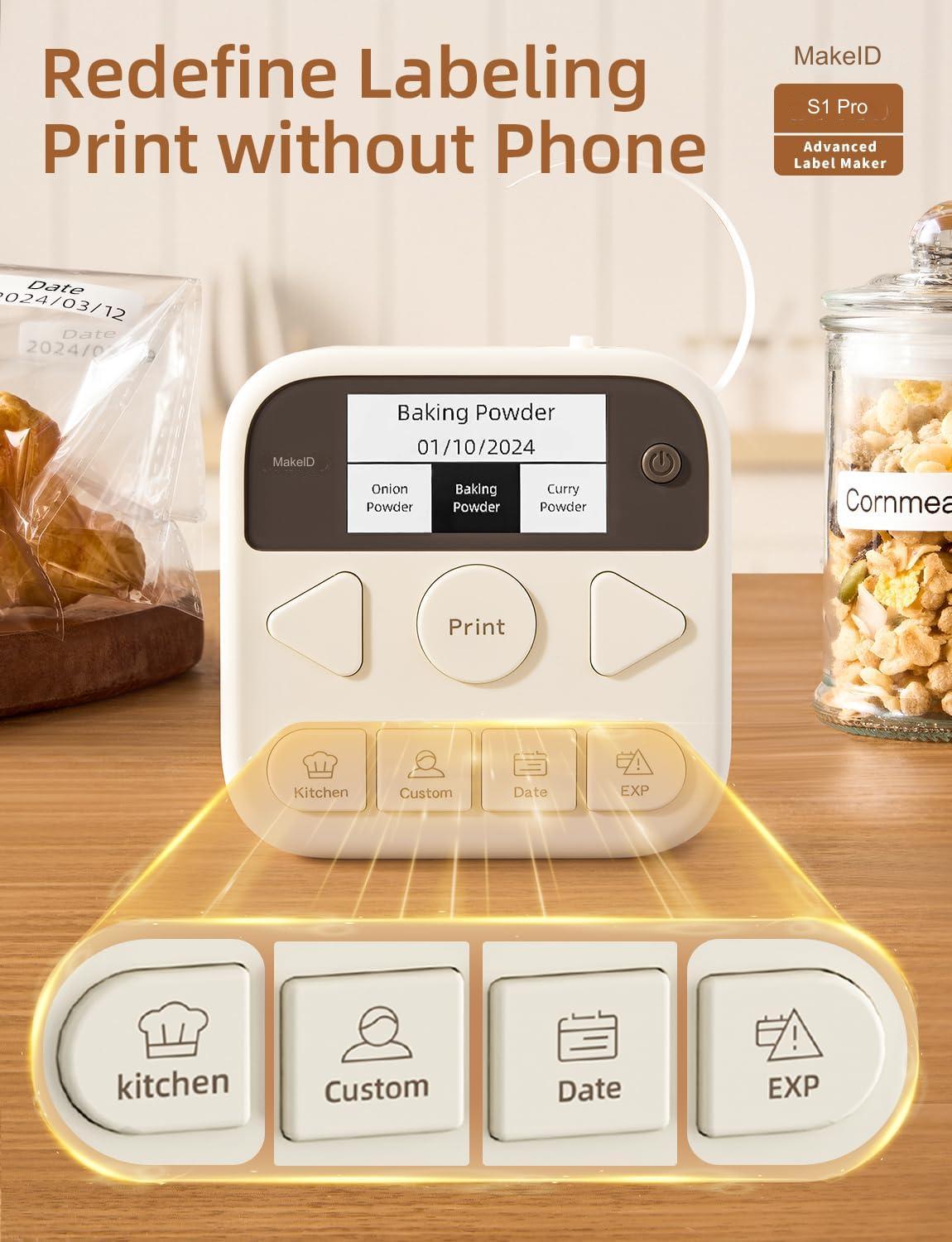 Aparat de etichete cu Bluetooth, mini imprimanta termica fara cerneala, aplicatie dedicata, etichete pentru acasa, prindere magnetica, portabil, viteza imprimare de 20 mm/s, reincarcabil type C, si o rola de etichete impermeabila la apa si ulei