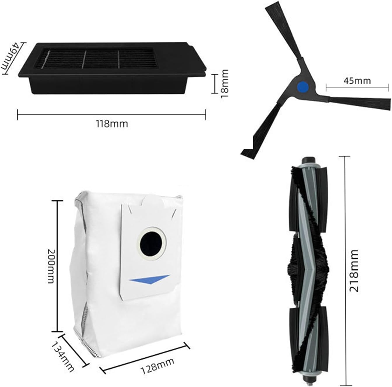 Set 17 accesorii pentru aspirator, compatibile cu Ecovacs Deebot X2, X2 Omni, X2 Pro, DEX86, cu filtru Hepa 4 buc, perie tambur 1 buc, perie laterala 4 buc, mop de microfibra 4 buc, saci de praf 4 buc, accesorii de curatare