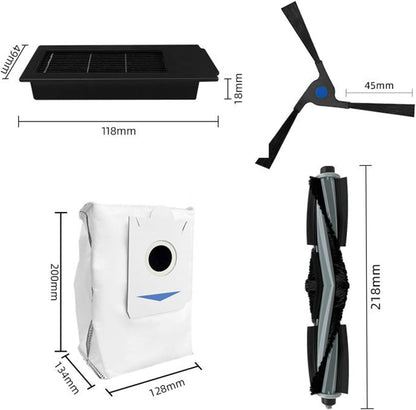 Set 17 accesorii pentru aspirator, compatibile cu Ecovacs Deebot X2, X2 Omni, X2 Pro, DEX86, cu filtru Hepa 4 buc, perie tambur 1 buc, perie laterala 4 buc, mop de microfibra 4 buc, saci de praf 4 buc, accesorii de curatare
